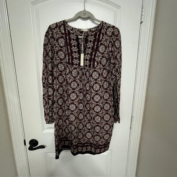 Burgundy Print Max Studio dress Size small - Picture 3 of 8